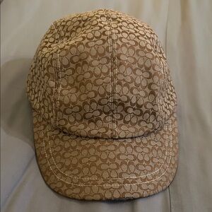 Tan Coach signature Jacquard Baseball Hat